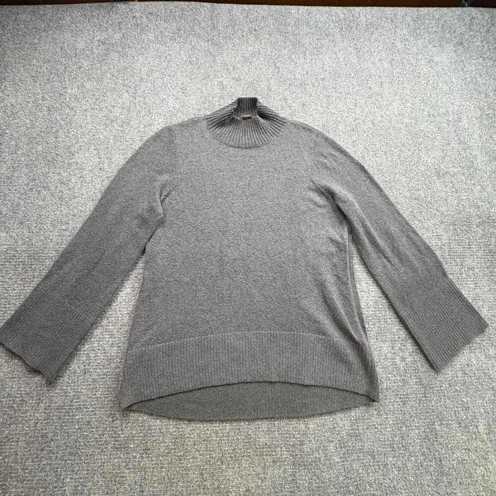 LOFT Sweater Women's L Gray Tunic Wide‎ Sleeves Minimalist Office Capsule Cozy
